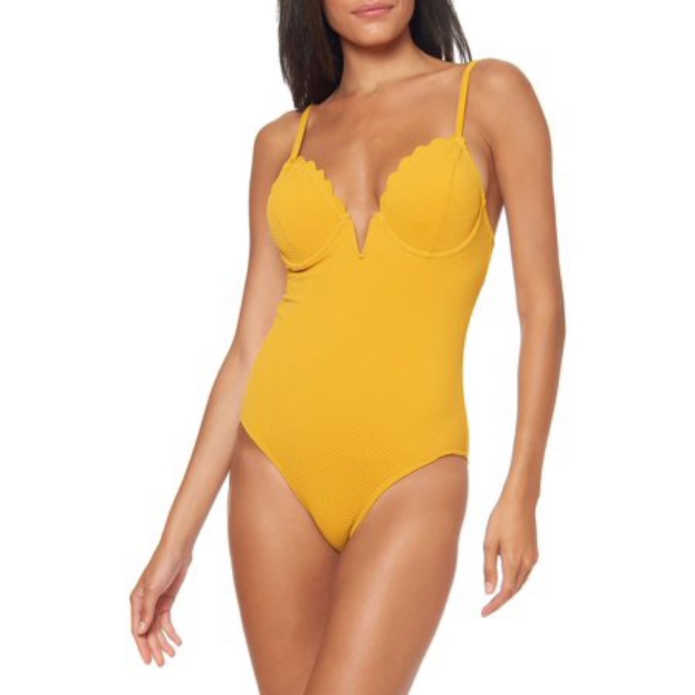 Jessica Simpson Scalloped Edge One-Piece Swimsuit
